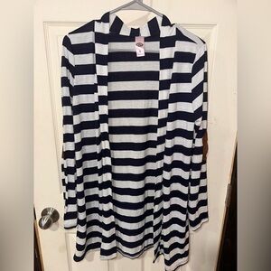 Pink Coconut Boutique Striped Black and White Cardigan Brown Suede Elbow Patches